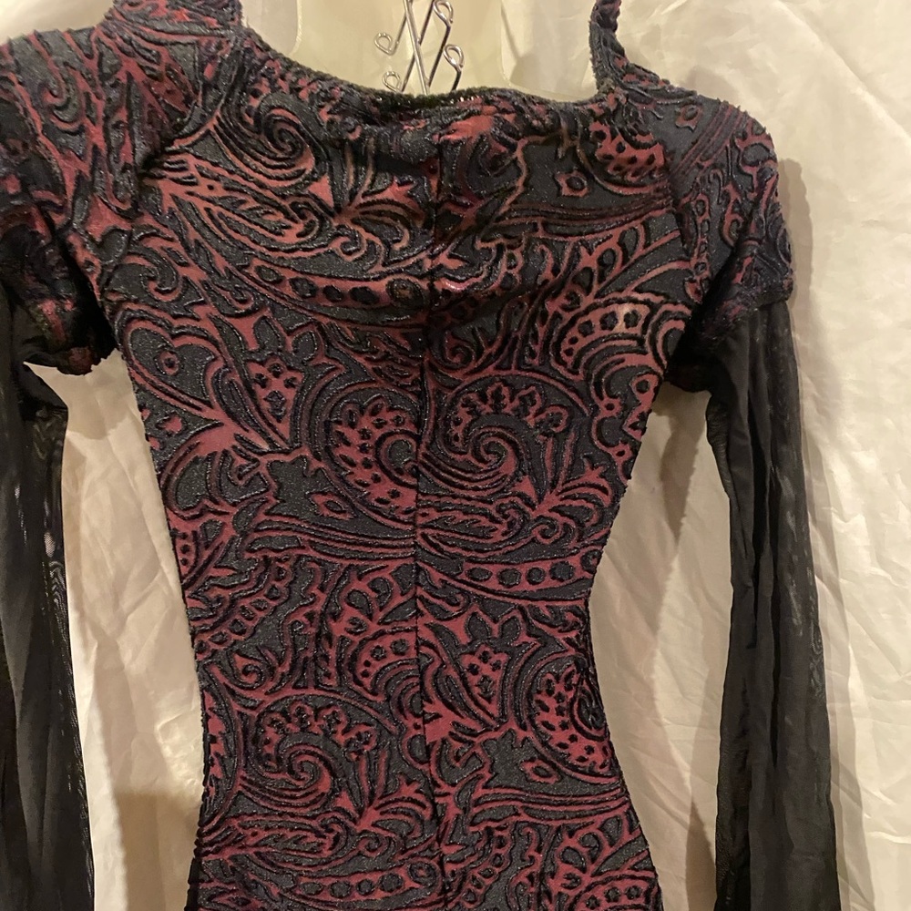 Y2K LIP SERVICE vintage stretchy gothic vamp long dress L - Picture 3 of 6
